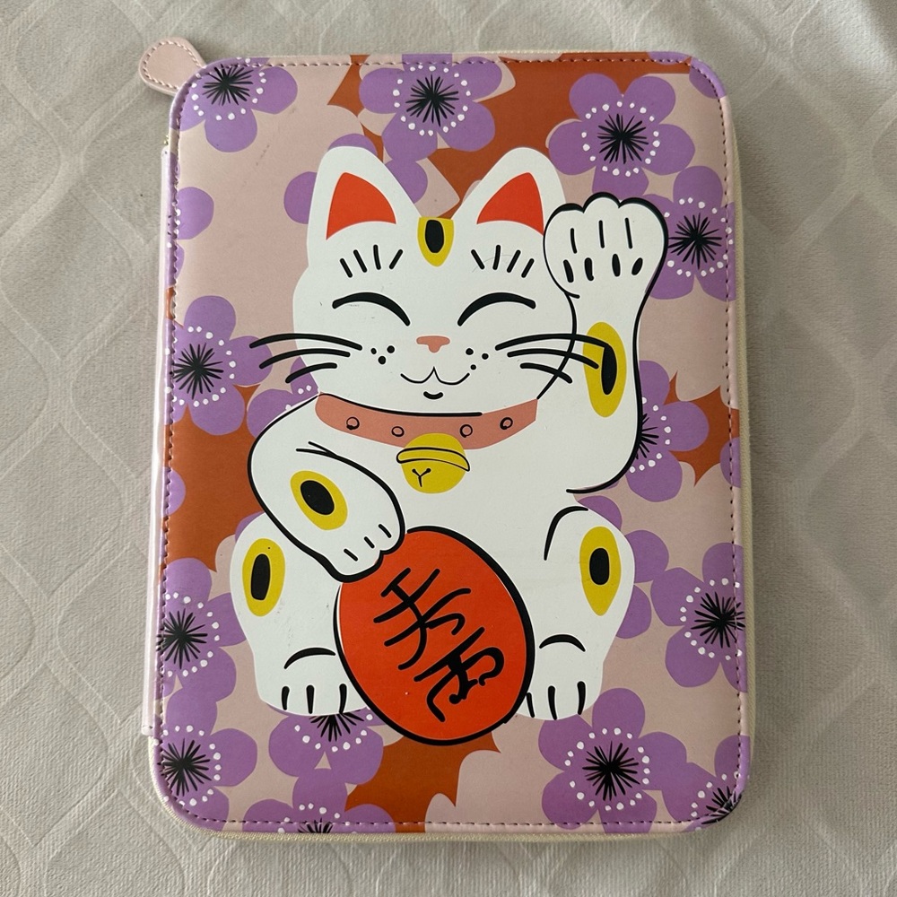 Lucky Cat Sakura 🌸 Flowers Notepad with zipper includes 2 notebooks Kawaii